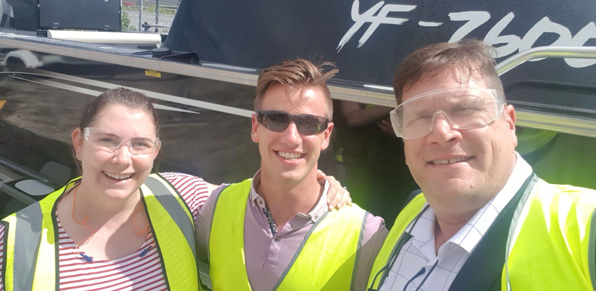CEO of PegboardCo. Ashton with Baxter and Racheal from Telwater Marketing Team